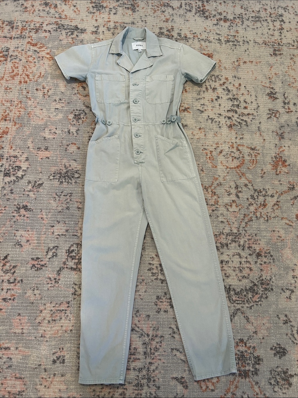 Pistola Light Sage Button-Front Utility Jumpsuit